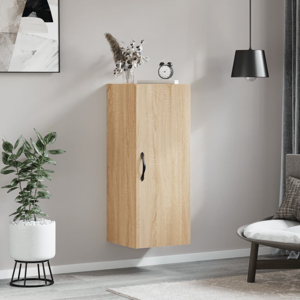 Wandkast 34,5x34x90 cm bewerkt hout sonoma eikenkleurig is nu te koop bij PeponiXL, paradijselijk wonen!