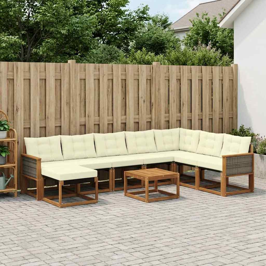 Buiten bankenset met kussen 9 pcs Natuurlijk en Crème is nu te koop bij PeponiXL, paradijselijk wonen!
