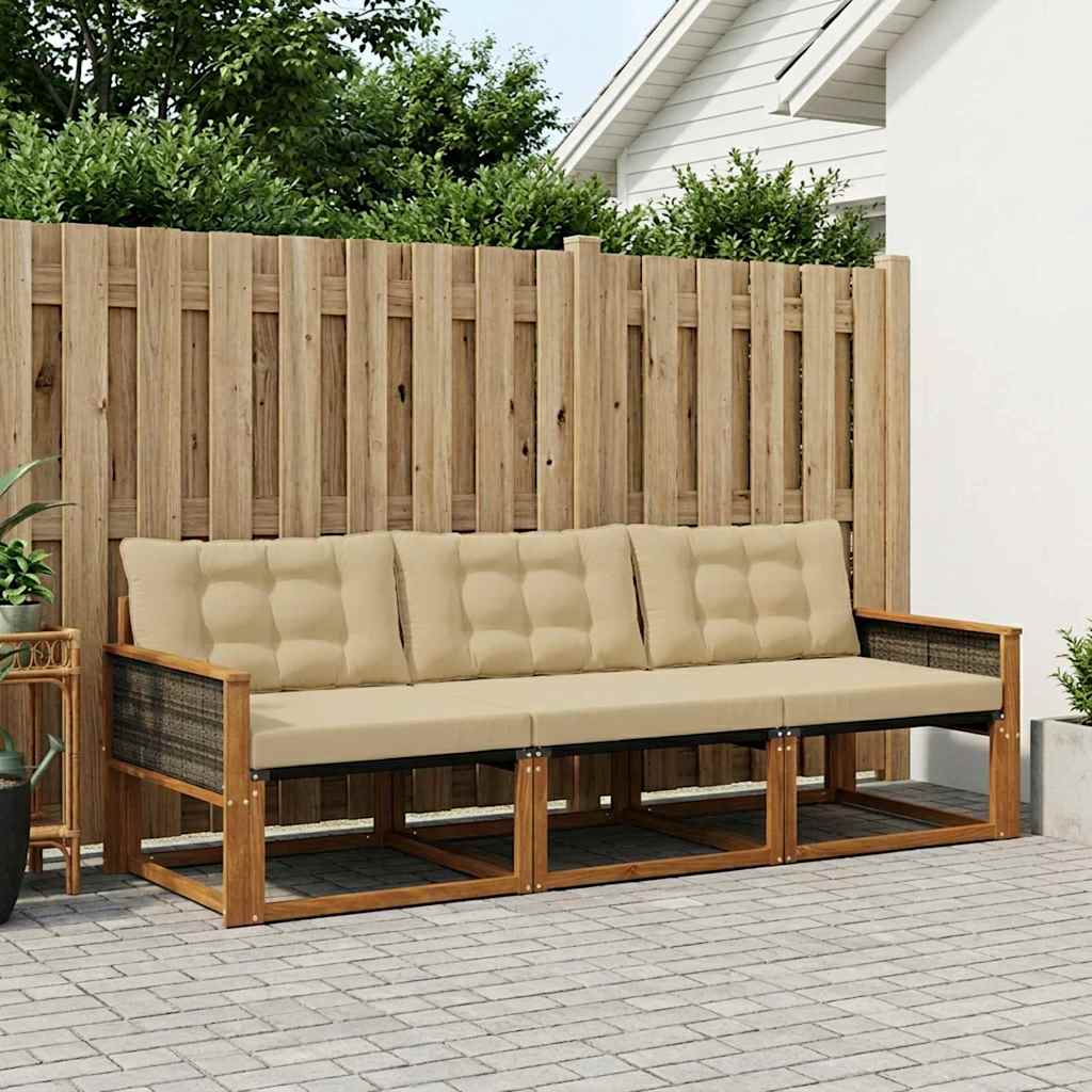 Buiten bankenset met kussen 3 pcs Natuurlijk en Beige is nu te koop bij PeponiXL, paradijselijk wonen!