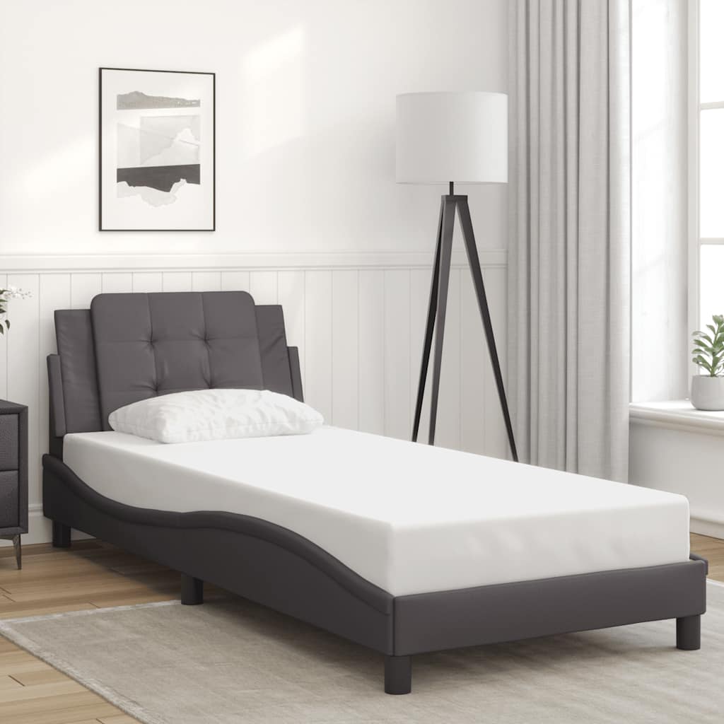 Bedframe zonder matras "Zadar" kunstleer grijs 80x200 cm is nu te koop bij PeponiXL, paradijselijk wonen!