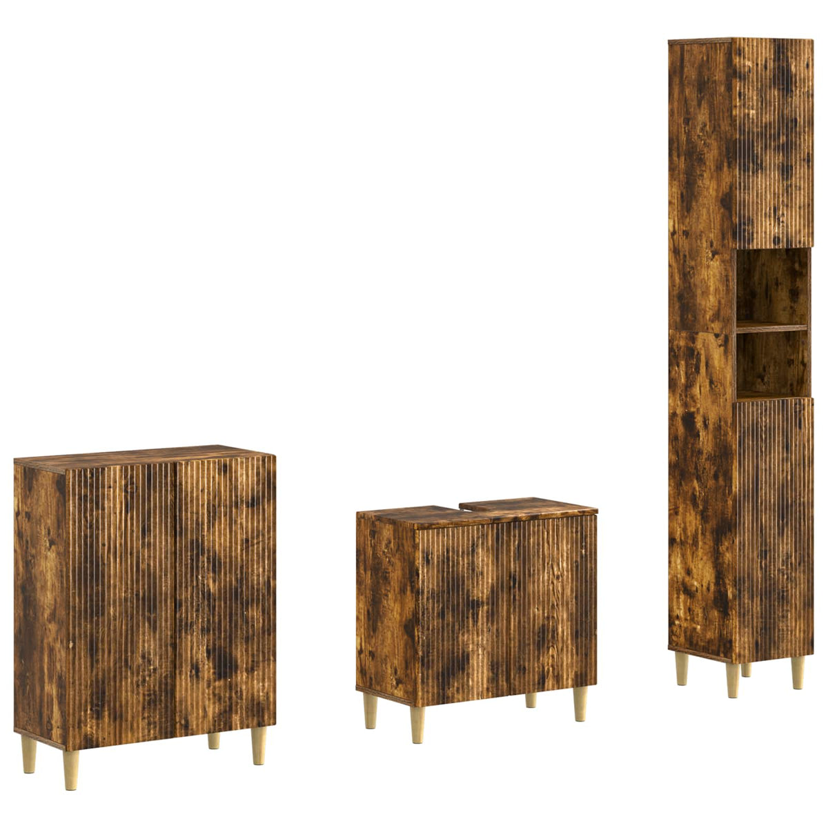 3-delige badkamerkast set ARNHEM Gerookt eiken Bewerkt hout is nu te koop bij PeponiXL, paradijselijk wonen!