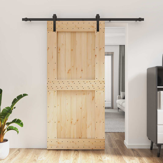 Schuifdeur Naturel en Zwart 95 x 210 cm Massief Grenenhout is nu te koop bij PeponiXL, paradijselijk wonen!