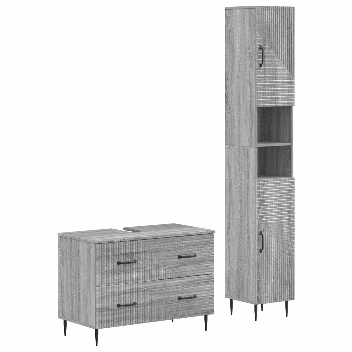 2-delige Badkamerkast Set HAARLEM Grijs Sonoma Bewerkt hout is nu te koop bij PeponiXL, paradijselijk wonen!