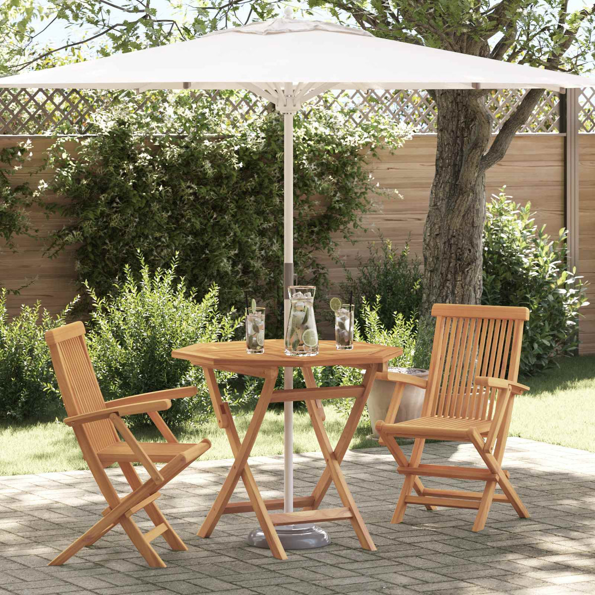 Tuin eettafelset 3 pcs Bruin Massief Acaciahout is nu te koop bij PeponiXL, paradijselijk wonen!