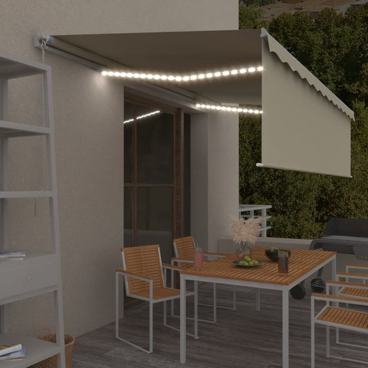 Luifel handmatig uittrekbaar met rolgordijn en LED 5x3 m crème is nu te koop bij PeponiXL, paradijselijk wonen!