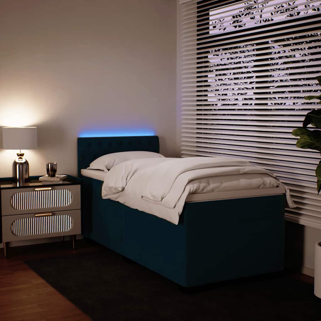 Boxspring met matras fluweel blauw 90x200 cm is nu te koop bij PeponiXL, paradijselijk wonen!