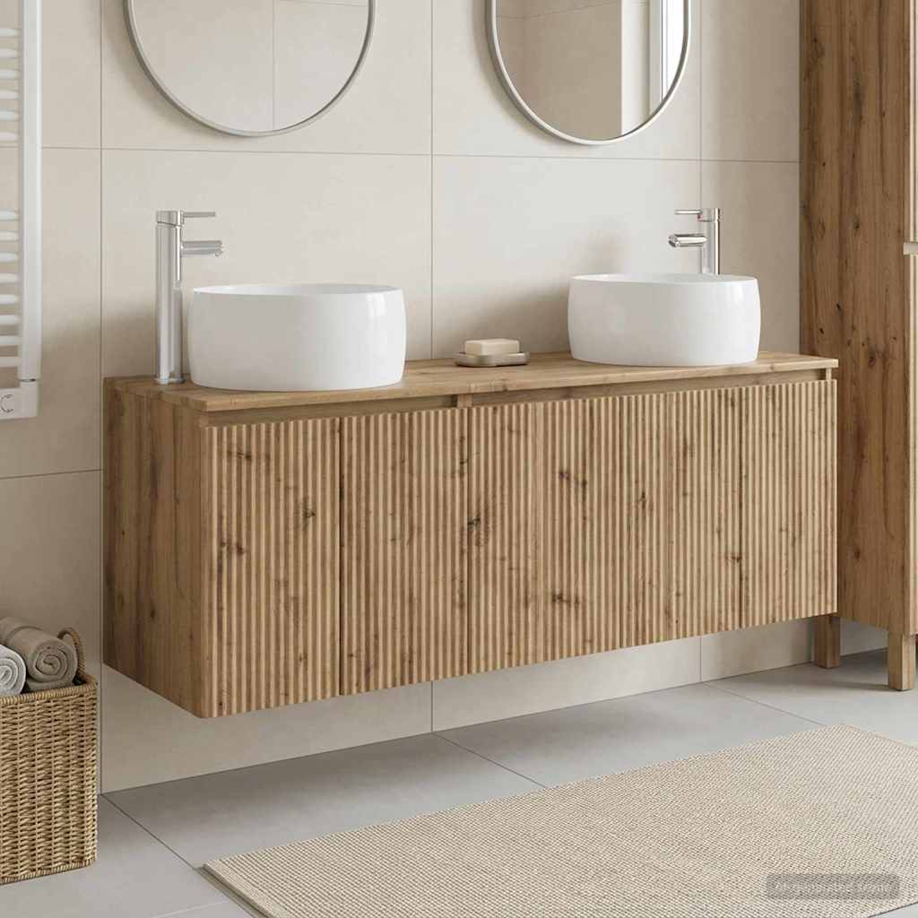 Badkamerkastenset 3 st Artisanaal eiken 49,5 x 44,5 x 66 cm is nu te koop bij PeponiXL, paradijselijk wonen!