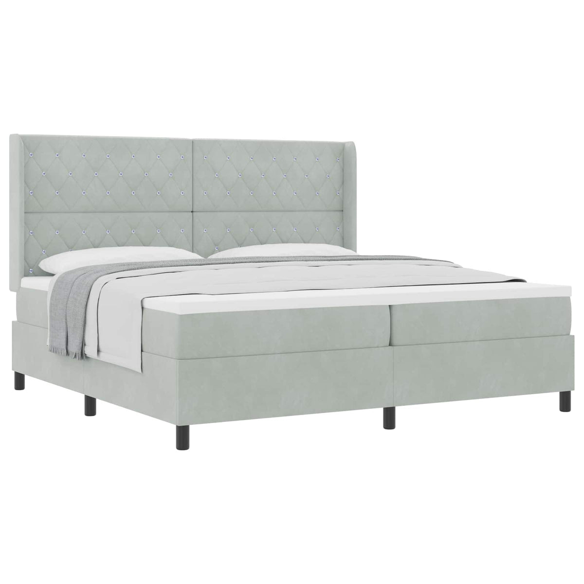 Boxspringbed met matras Lichtgrijs 200 x 200 cm Fluweel is nu te koop bij PeponiXL, paradijselijk wonen!