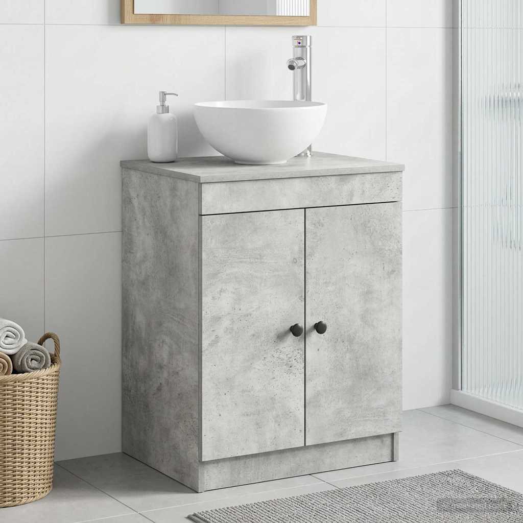 Badkamerkast Betongrijs 54 x 41 x 70 cm Bewerkt hout is nu te koop bij PeponiXL, paradijselijk wonen!