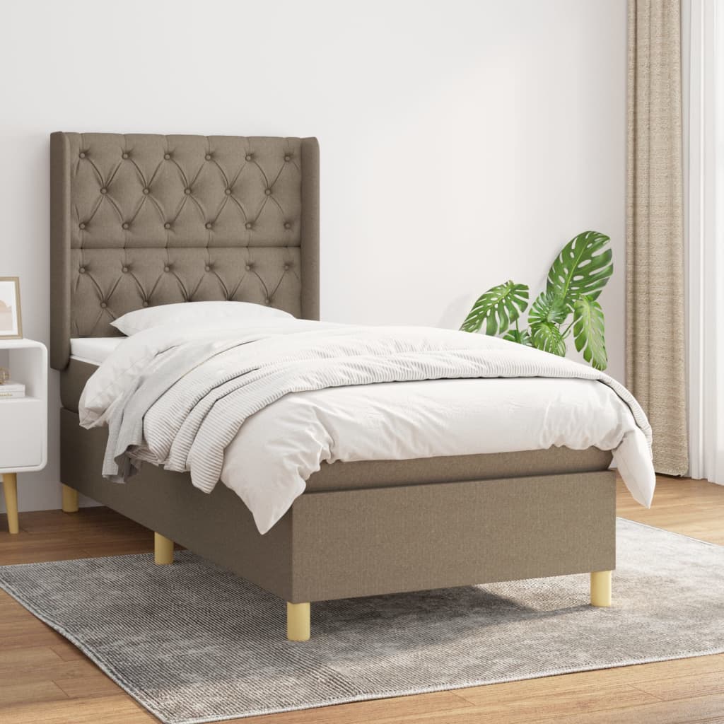 Boxspring met matras stof taupe 80x200 cm is nu te koop bij PeponiXL, paradijselijk wonen!