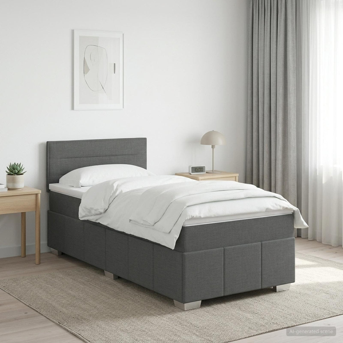 Boxspringbed met matras Donkergrijs 80 x 200 cm Stof is nu te koop bij PeponiXL, paradijselijk wonen!