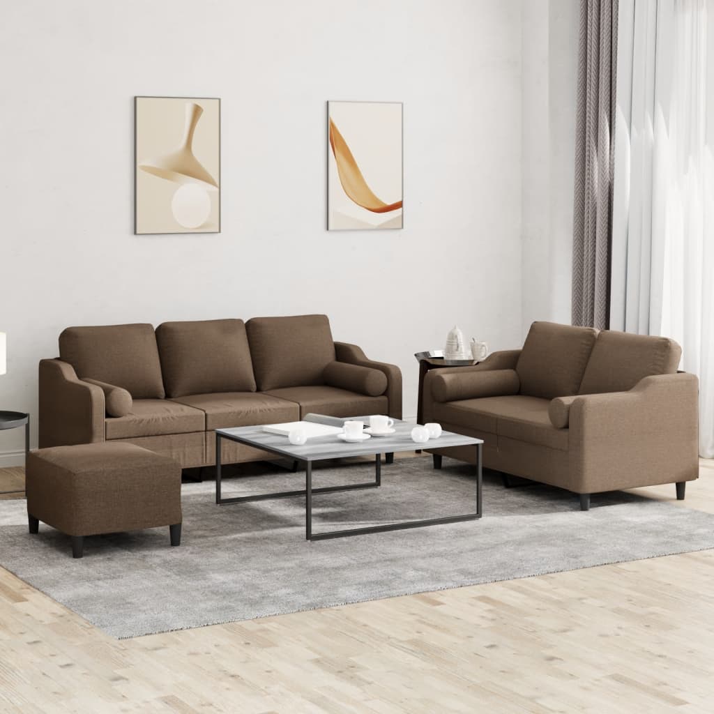 3-delige Loungeset met kussens stof bruin is nu te koop bij PeponiXL, paradijselijk wonen!