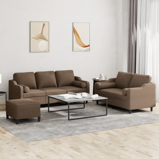 3-delige Loungeset met kussens stof bruin is nu te koop bij PeponiXL, paradijselijk wonen!