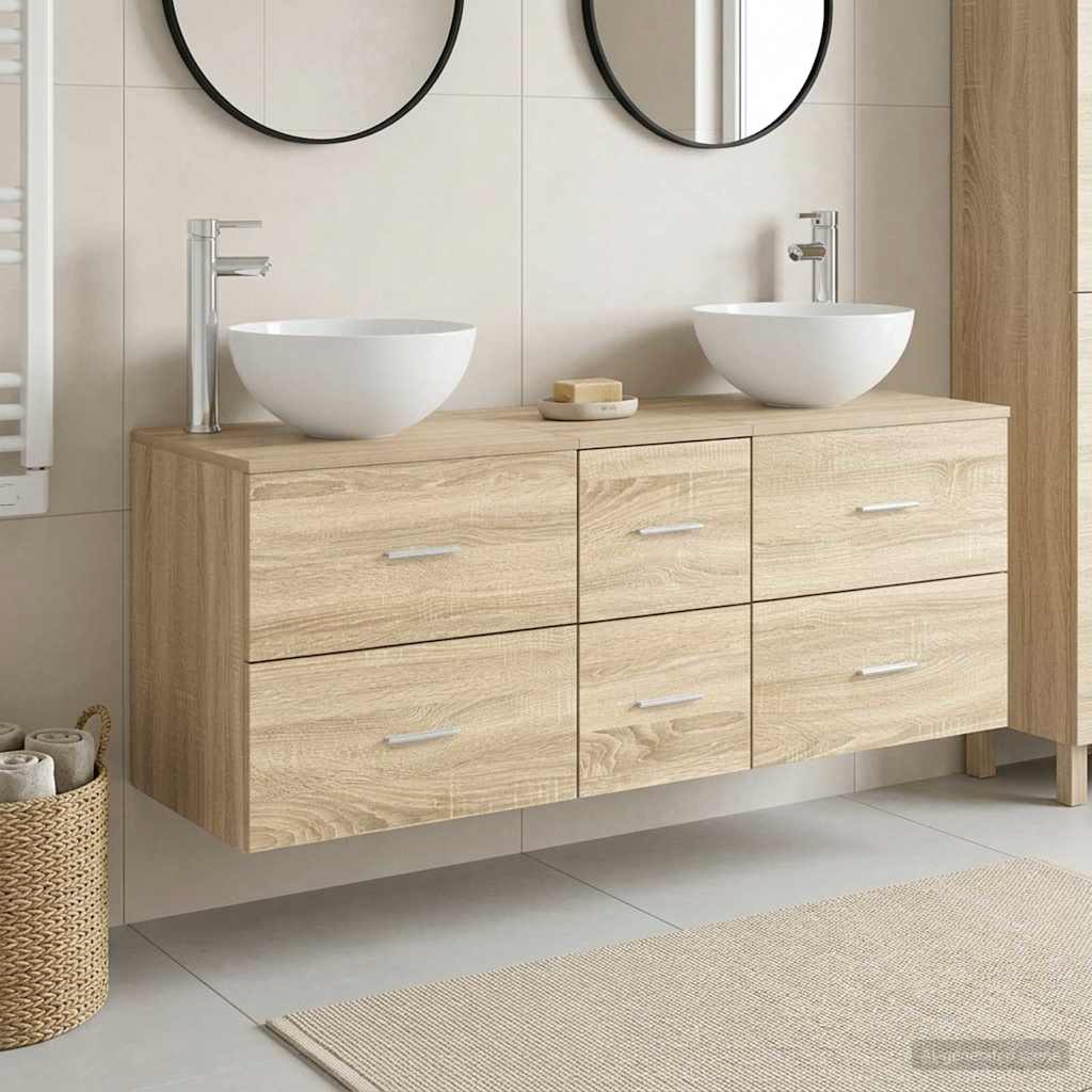 Badkamerkastenset 3 st Sonoma Eiken 49,5 x 41 x 64,5 cm is nu te koop bij PeponiXL, paradijselijk wonen!
