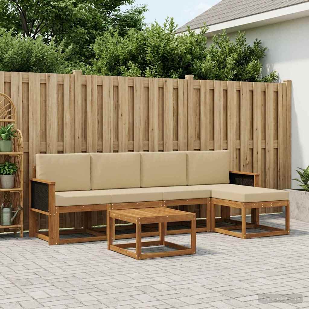 Buiten bankenset met kussen 6 pcs Natuurlijk en Beige Polyester is nu te koop bij PeponiXL, paradijselijk wonen!