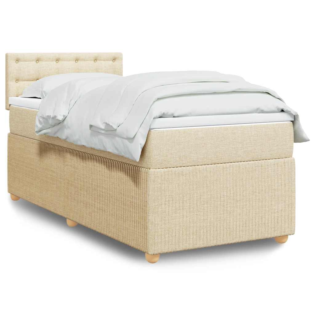Boxspring met matras stof crèmekleurig 100x200 cm is nu te koop bij PeponiXL, paradijselijk wonen!