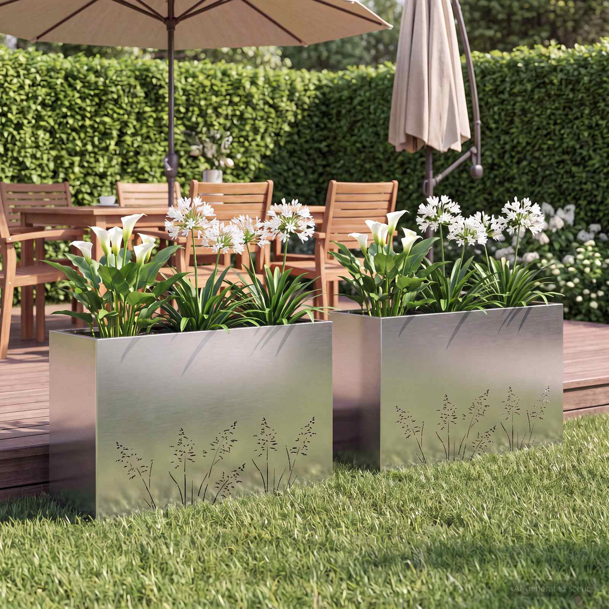 Plantenbak 2 st zilver 80 x 20 x 49 cm Roestvrij staal is nu te koop bij PeponiXL, paradijselijk wonen!