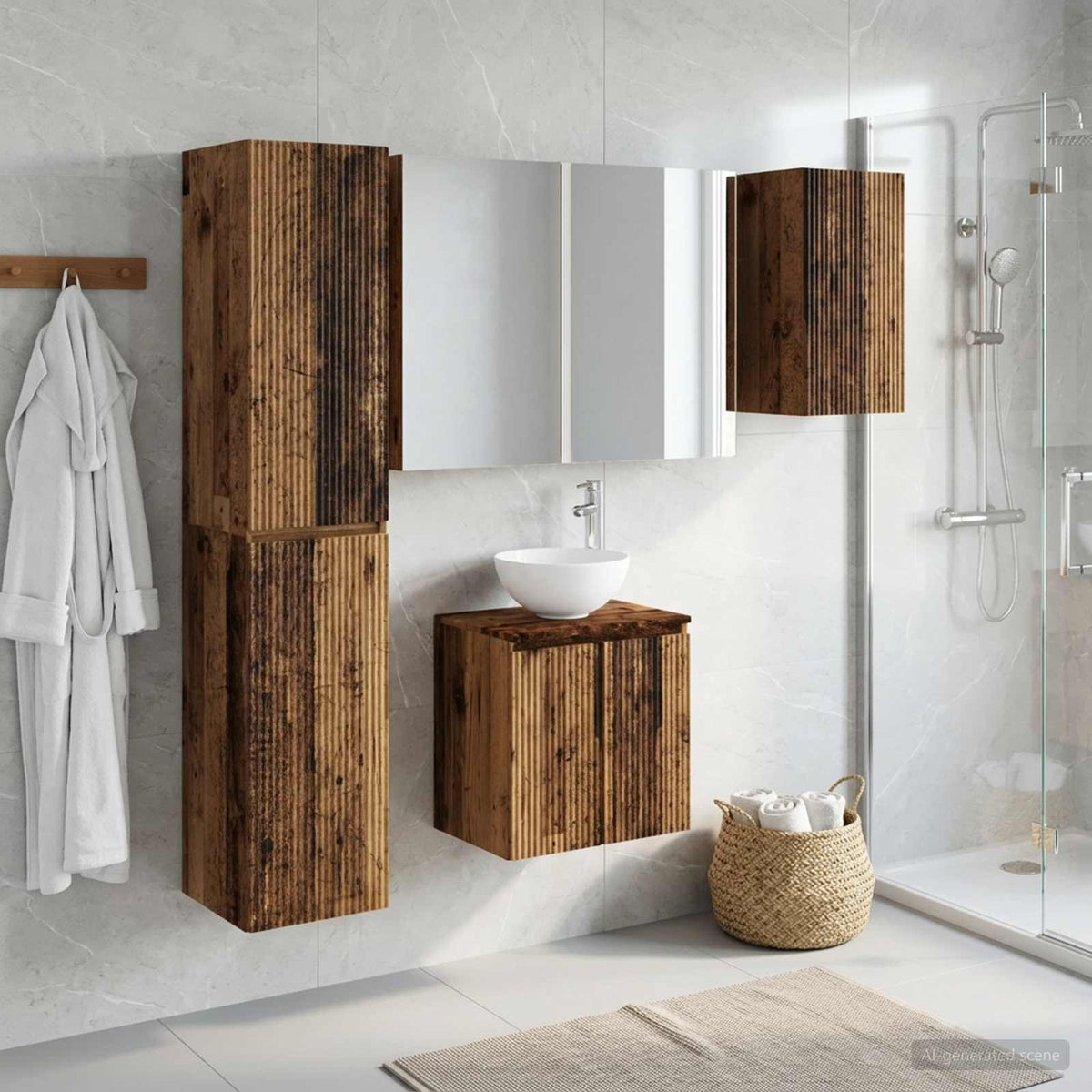 vidaXL Badkamerkastenset 5 st Oud hout Bewerkt hout