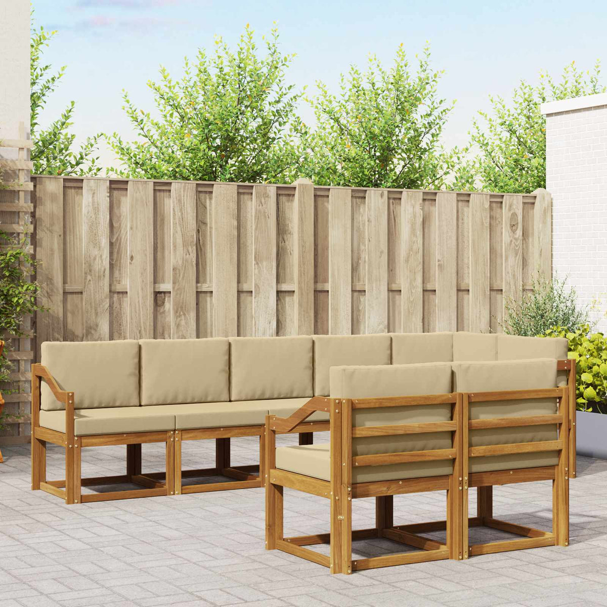 Buiten bankenset met kussen 8 pcs Natuurlijk en Beige is nu te koop bij PeponiXL, paradijselijk wonen!
