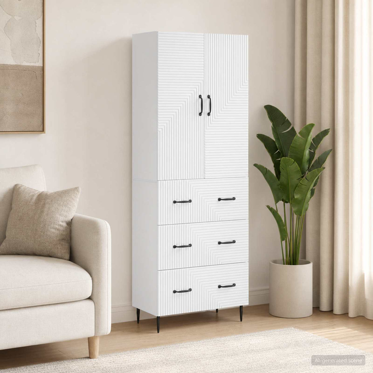 Kastenset 2 pcs Hoogglans Wit 66 x 34,5 x 90 cm Bewerkt hout is nu te koop bij PeponiXL, paradijselijk wonen!