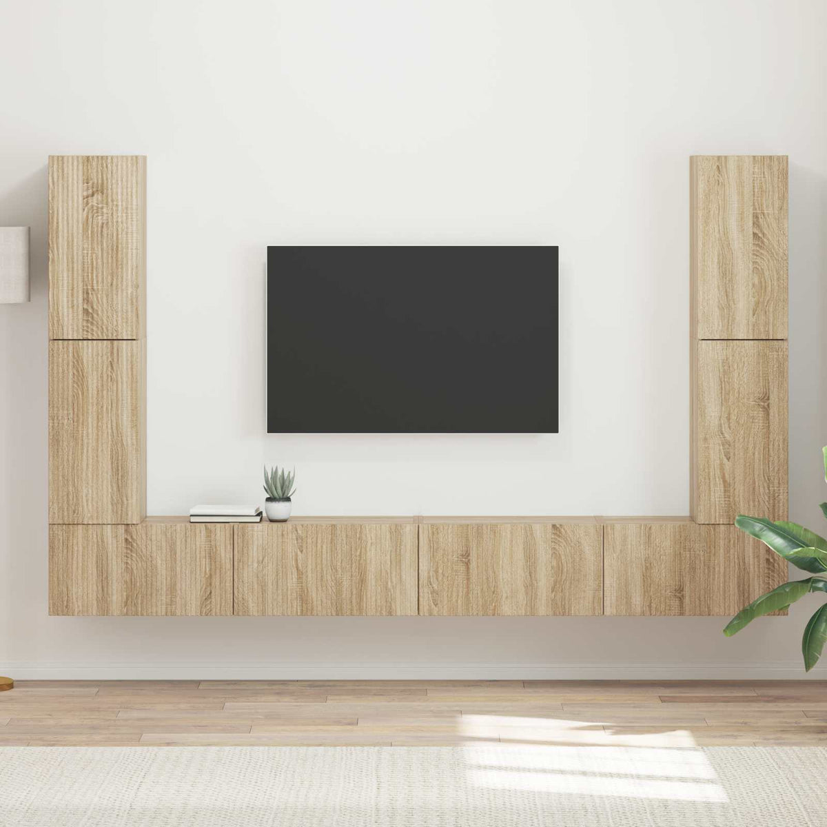 Tv-meubelset 8 pcs Sonoma Eiken Bewerkt hout is nu te koop bij PeponiXL, paradijselijk wonen!