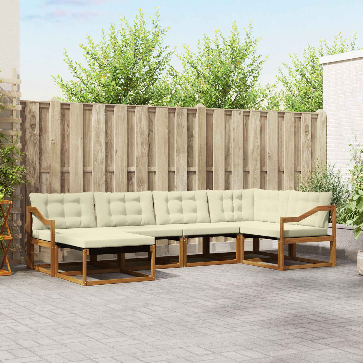 Buiten bankenset met kussen 6 pcs Natuurlijk en Crème is nu te koop bij PeponiXL, paradijselijk wonen!