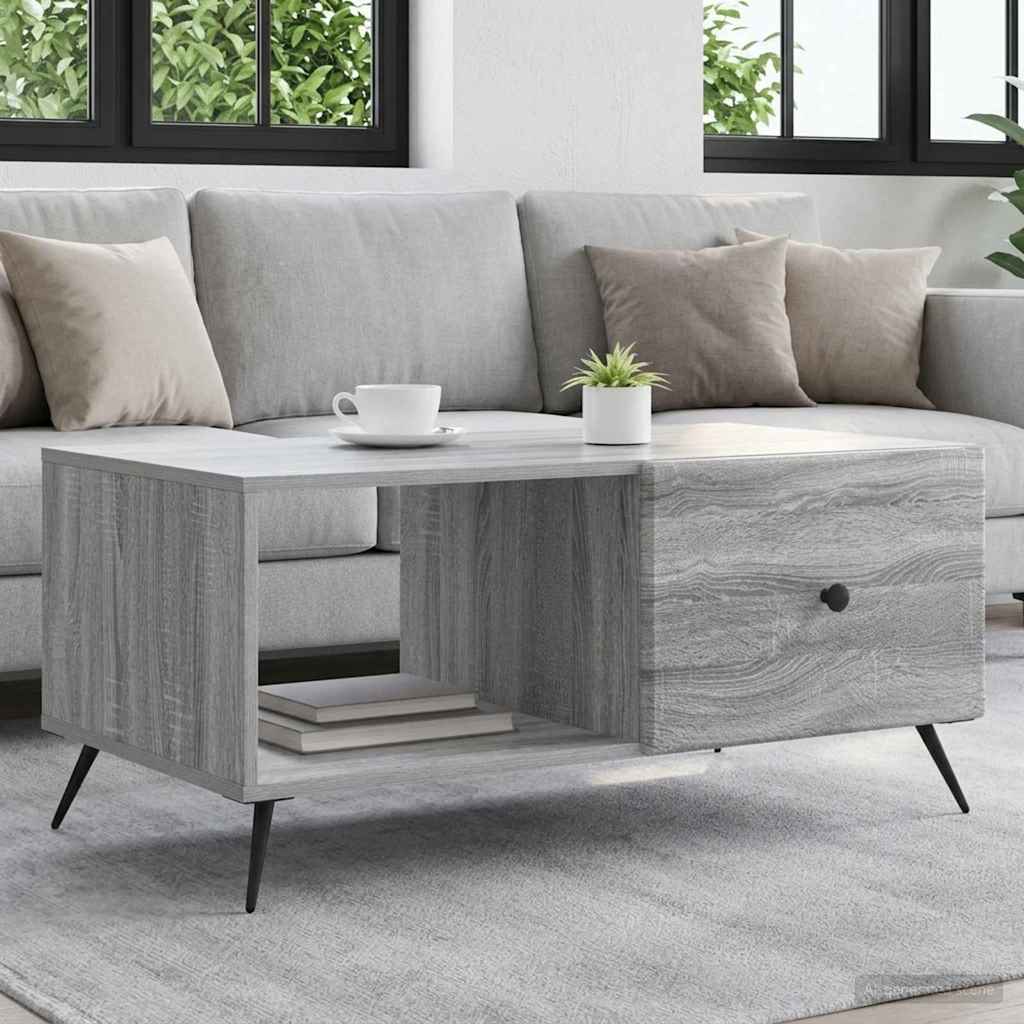 Salontafel Grijs sonoma 90 x 50 x 40 cm Bewerkt hout is nu te koop bij PeponiXL, paradijselijk wonen!
