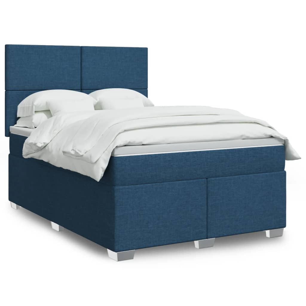 Boxspring met matras stof blauw 140x200 cm is nu te koop bij PeponiXL, paradijselijk wonen!