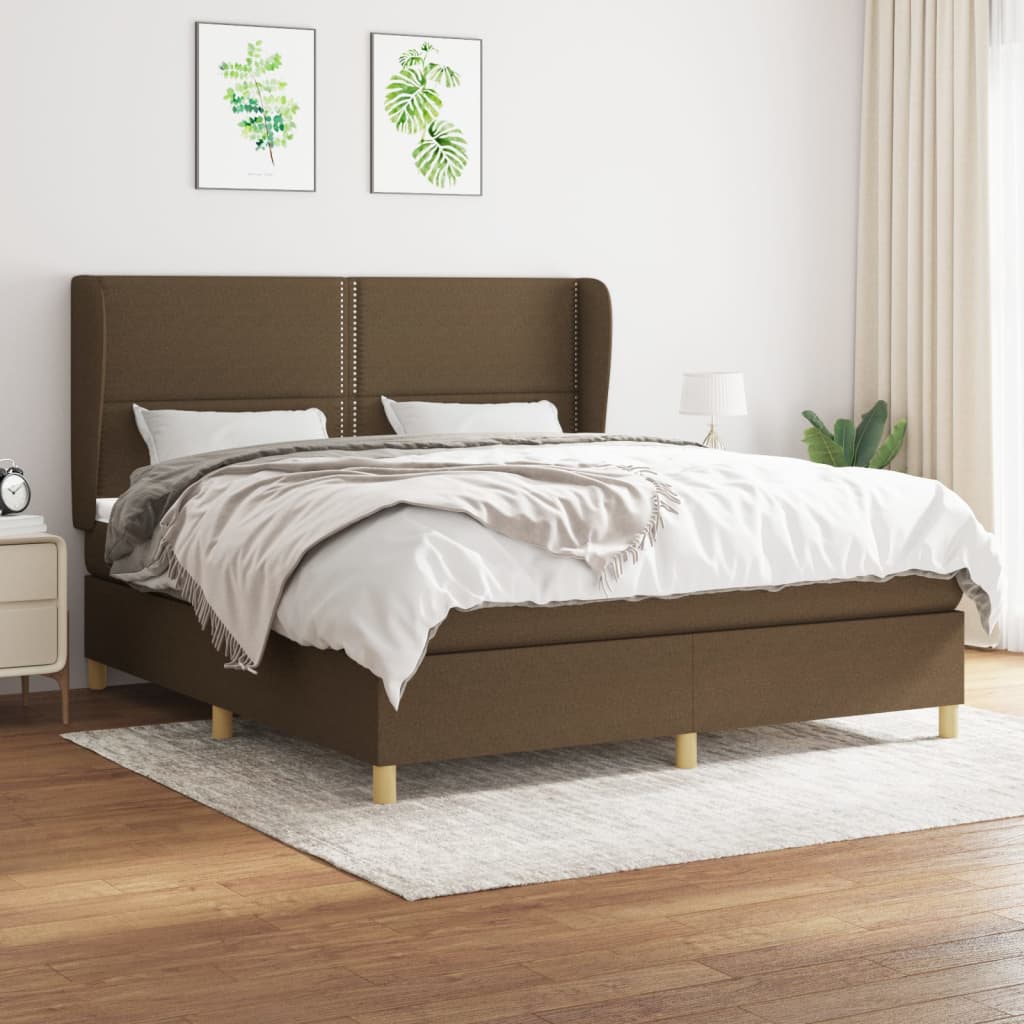 Boxspring met matras stof donkerbruin 180x200 cm is nu te koop bij PeponiXL, paradijselijk wonen!