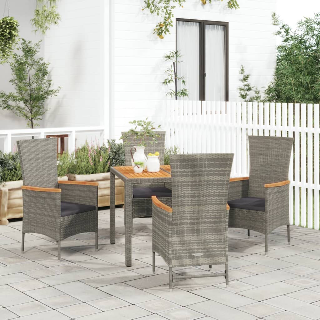 5-delige Tuinset met kussens poly rattan grijs is nu te koop bij PeponiXL, paradijselijk wonen!