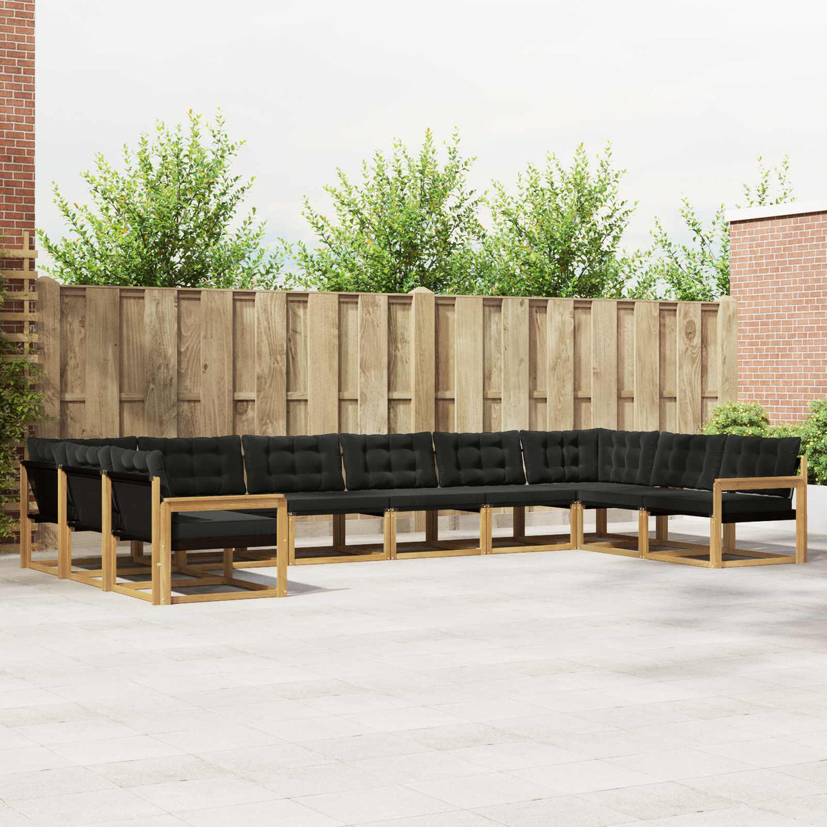 Buiten bankenset met kussen 10 pcs Wit en zwart is nu te koop bij PeponiXL, paradijselijk wonen!
