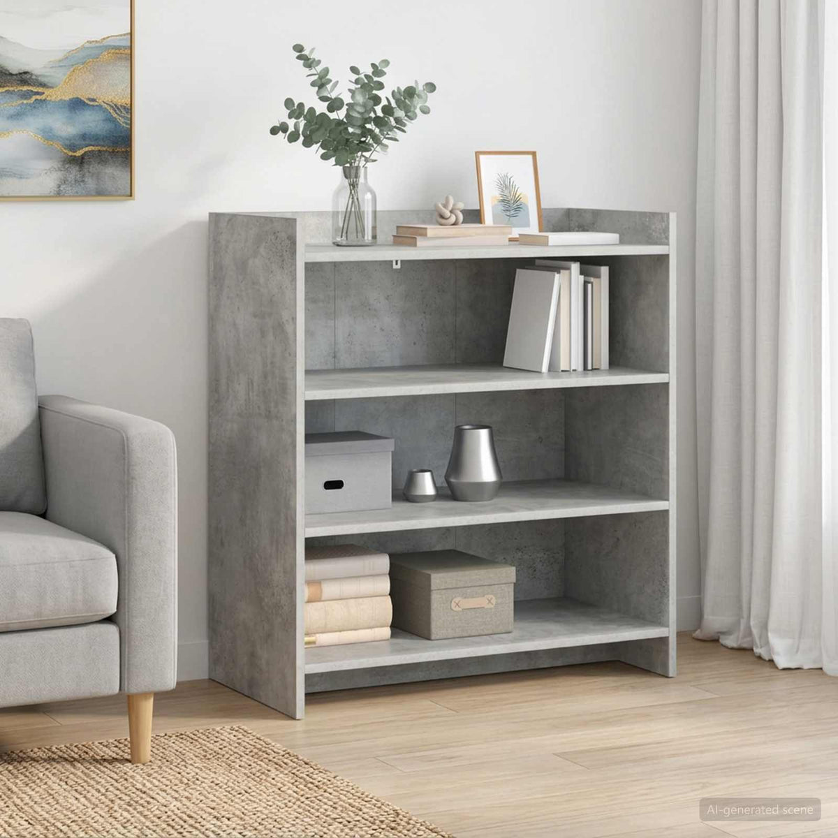 Dressoir Betongrijs 75 x 36 x 80 cm Bewerkt hout is nu te koop bij PeponiXL, paradijselijk wonen!
