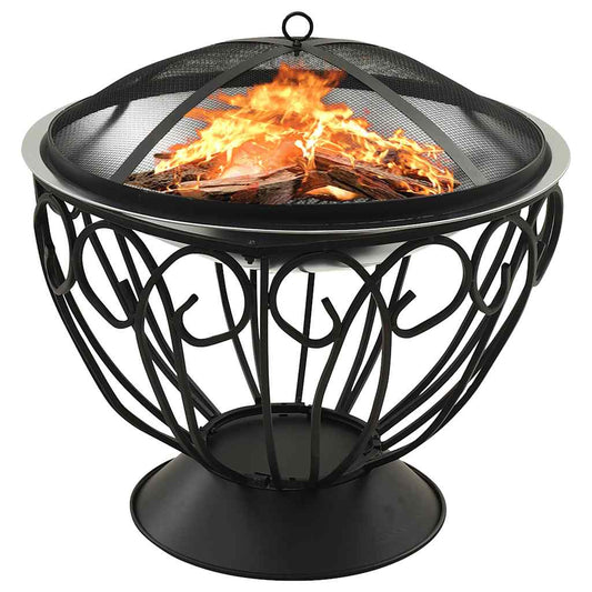 Vuurschaal en barbecue 2-in-1 met pook 59x59x60 cm rvs is nu te koop bij PeponiXL, paradijselijk wonen!