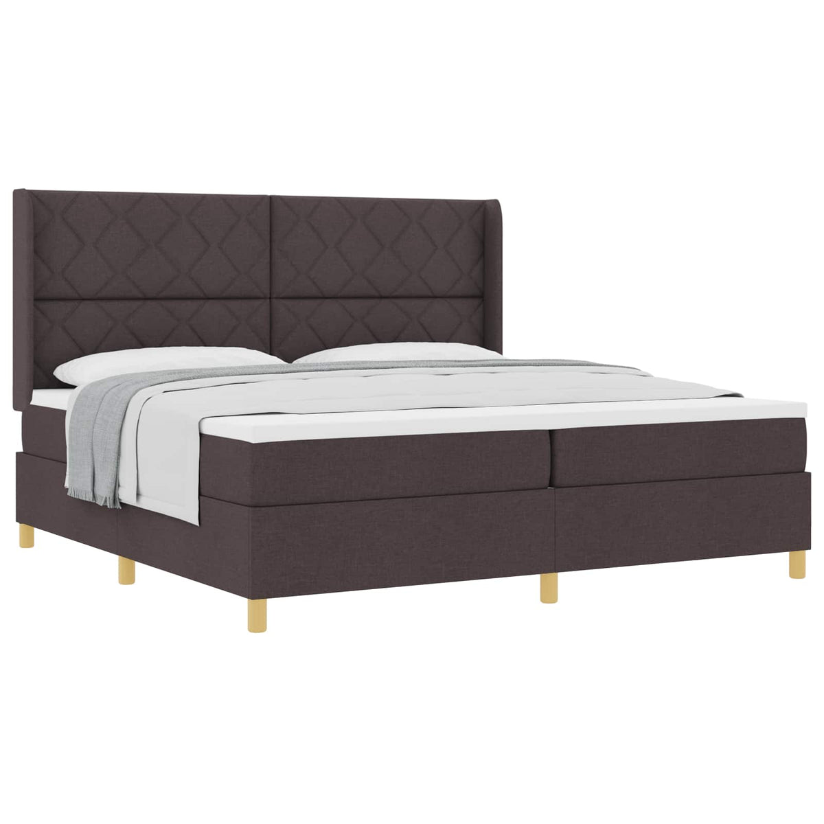 Boxspringbed met matras Donkerbruin 200 x 200 cm Stof is nu te koop bij PeponiXL, paradijselijk wonen!