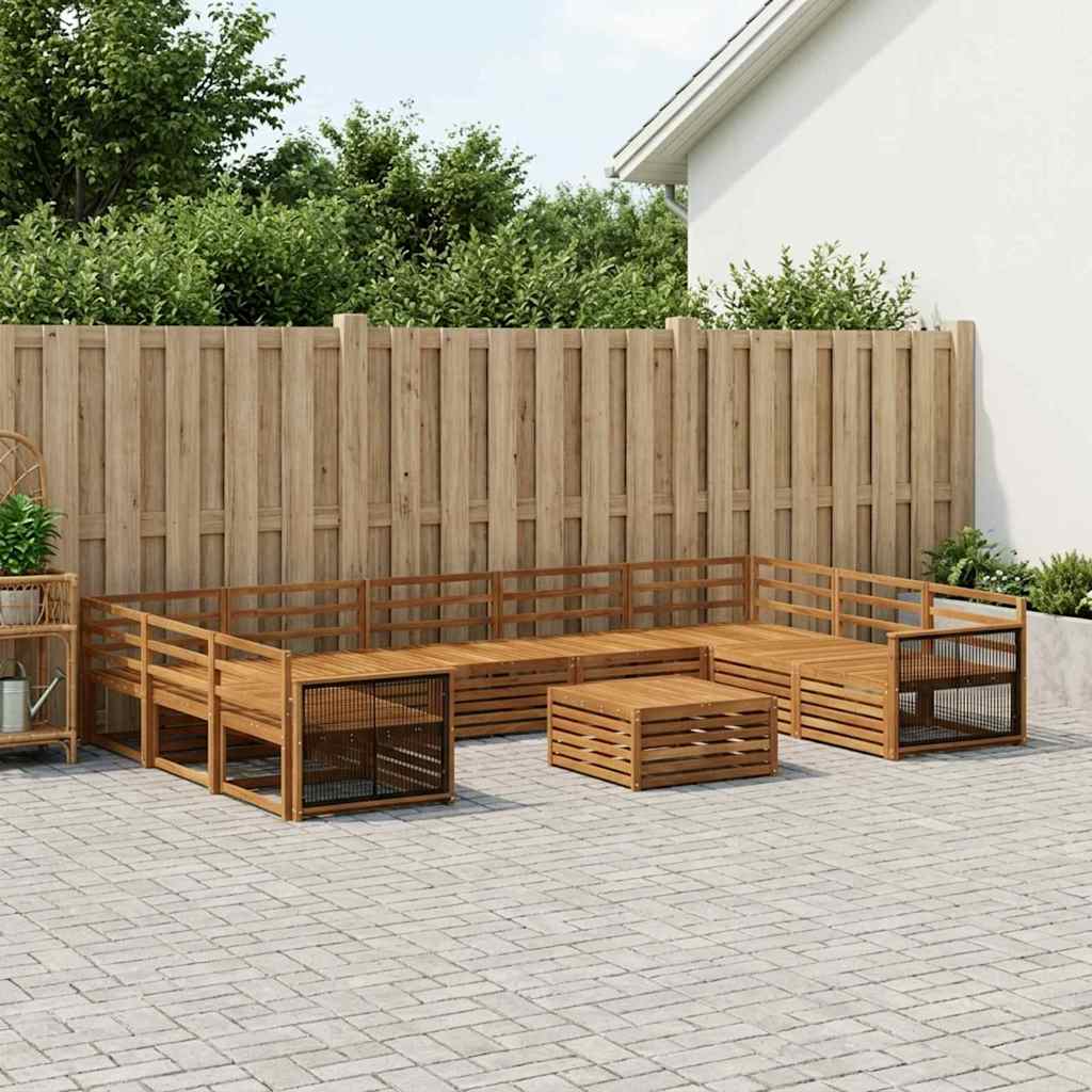 Buiten bankenset 10 pcs Naturel Massief Acaciahout is nu te koop bij PeponiXL, paradijselijk wonen!