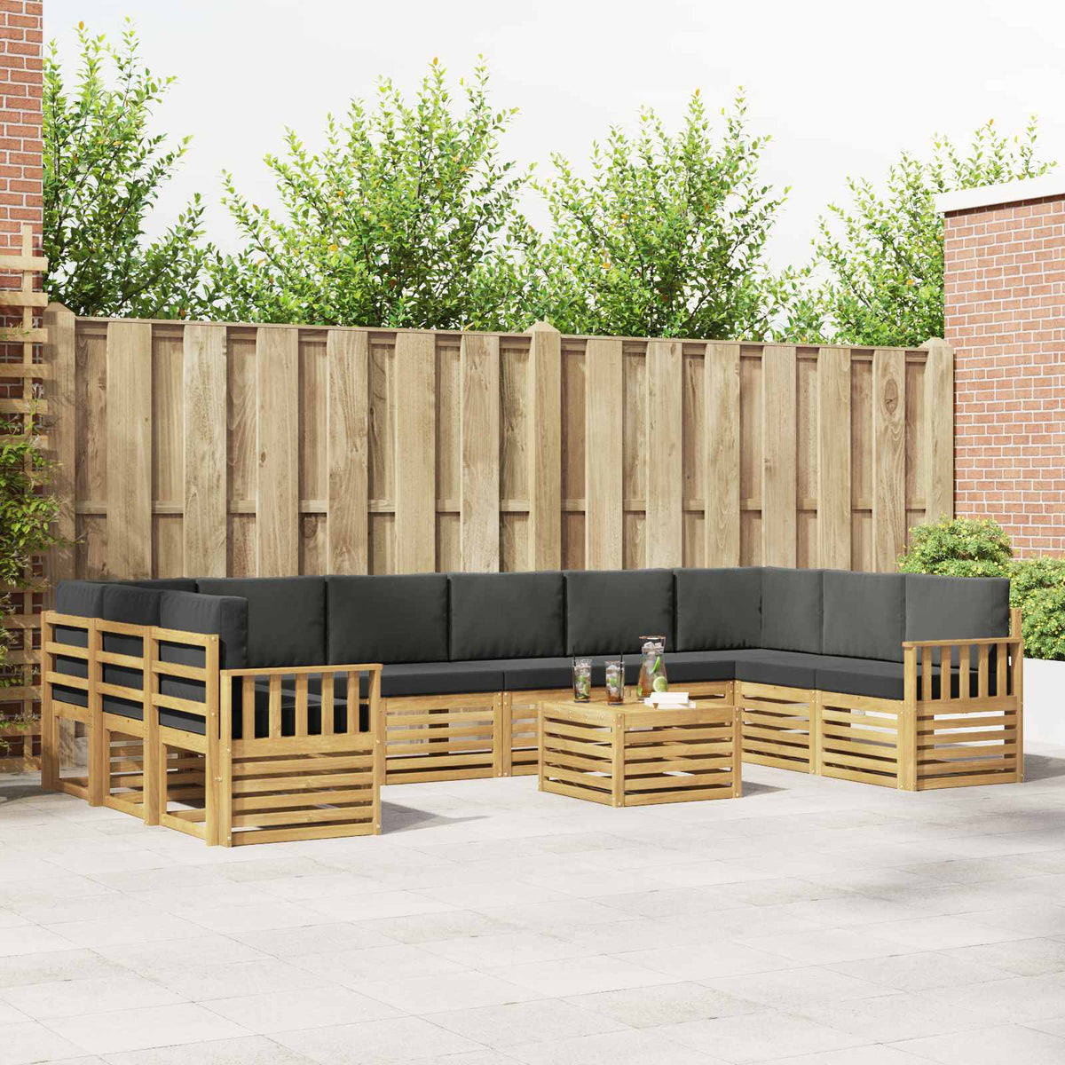 Buiten bankenset 8 pcs Wit en Anthraciet 59 x 59 x 37 cm is nu te koop bij PeponiXL, paradijselijk wonen!