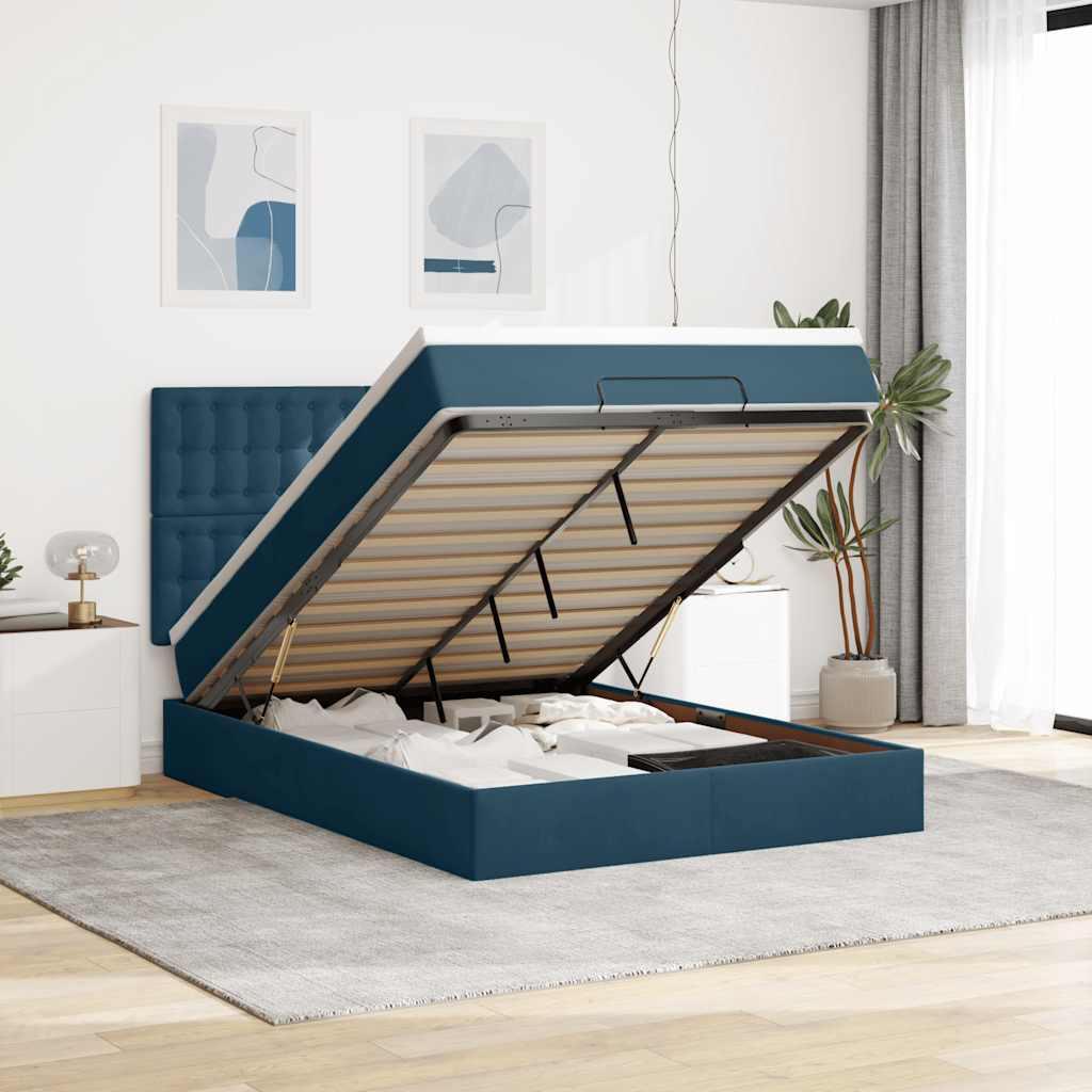 Ottoman bed met matrassen en LED's 140x200cm fluweel is nu te koop bij PeponiXL, paradijselijk wonen!