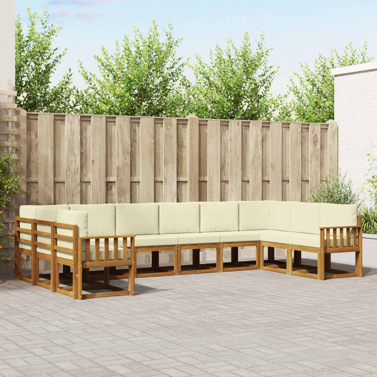 Buiten bankenset met kussen 10 pcs Natuurlijk en Crème is nu te koop bij PeponiXL, paradijselijk wonen!