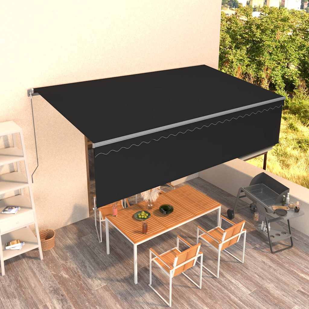Luifel handmatig uittrekbaar met rolgordijn 5x3 m antraciet is nu te koop bij PeponiXL, paradijselijk wonen!