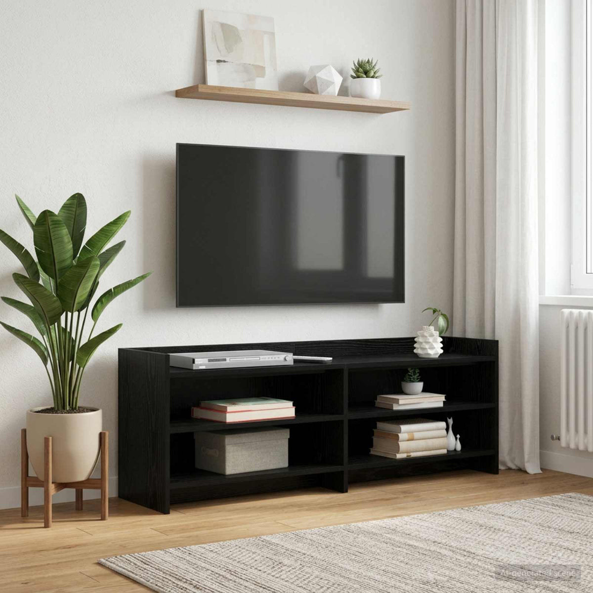 TV-kast 135 x 33 x 47 cm Zwart eiken Bewerkt hout is nu te koop bij PeponiXL, paradijselijk wonen!