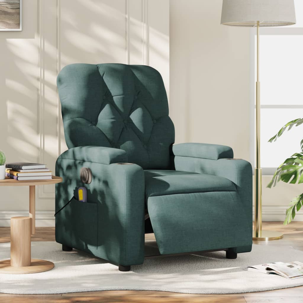 Massagestoel elektrisch verstelbaar stof donkergroen is nu te koop bij PeponiXL, paradijselijk wonen!