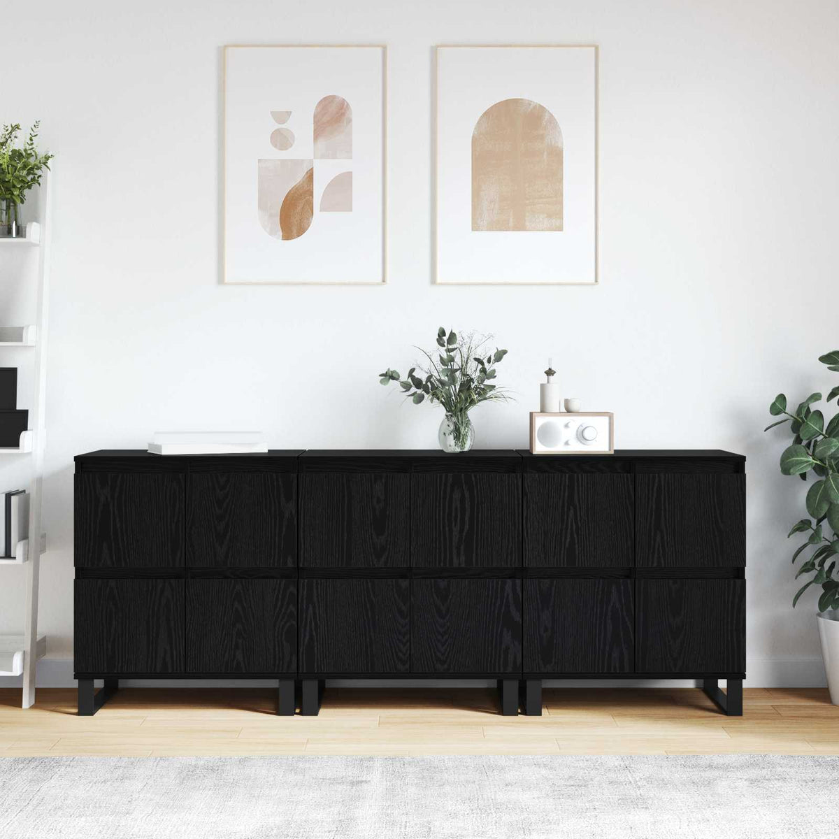 Dressoir 3 pcs Zwart Eiken 60 x 35 x 70 cm is nu te koop bij PeponiXL, paradijselijk wonen!