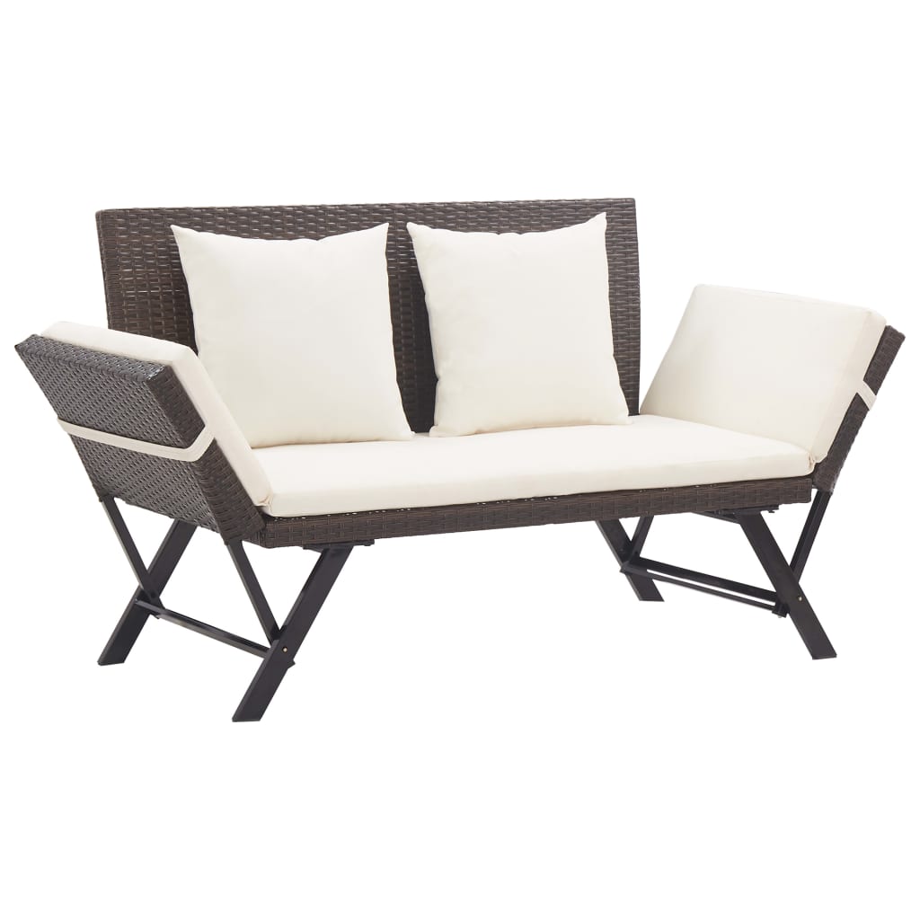 Tuinbank met kussens 176 cm poly rattan bruin is nu te koop bij PeponiXL, paradijselijk wonen!