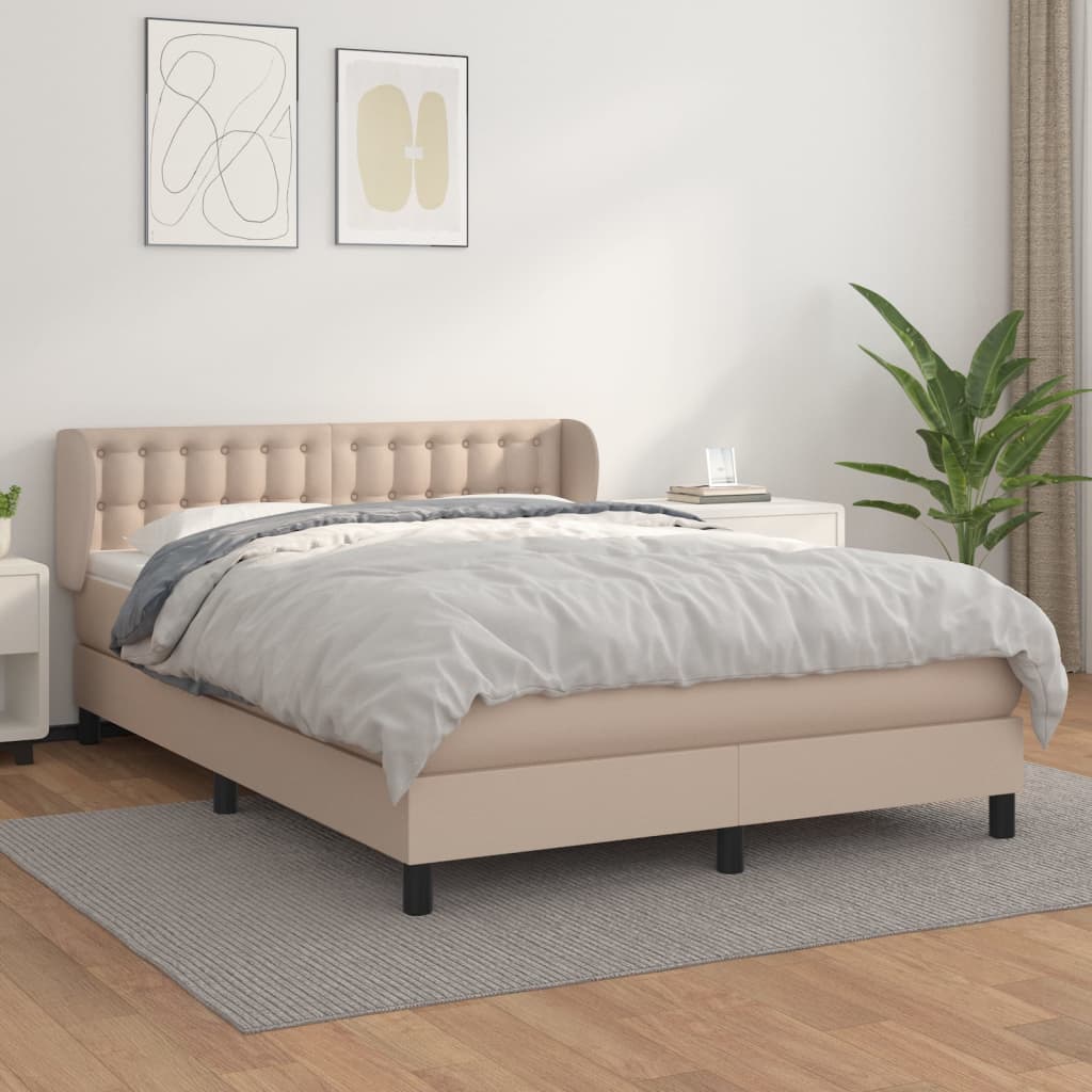 Boxspring met matras kunstleer cappuccinokleurig 140x200 cm is nu te koop bij PeponiXL, paradijselijk wonen!