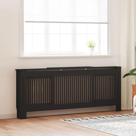 Radiatorafdekking 2 pcs Zwart 205 x 20,5 x 81,5cm Bewerkt hout is nu te koop bij PeponiXL, paradijselijk wonen!