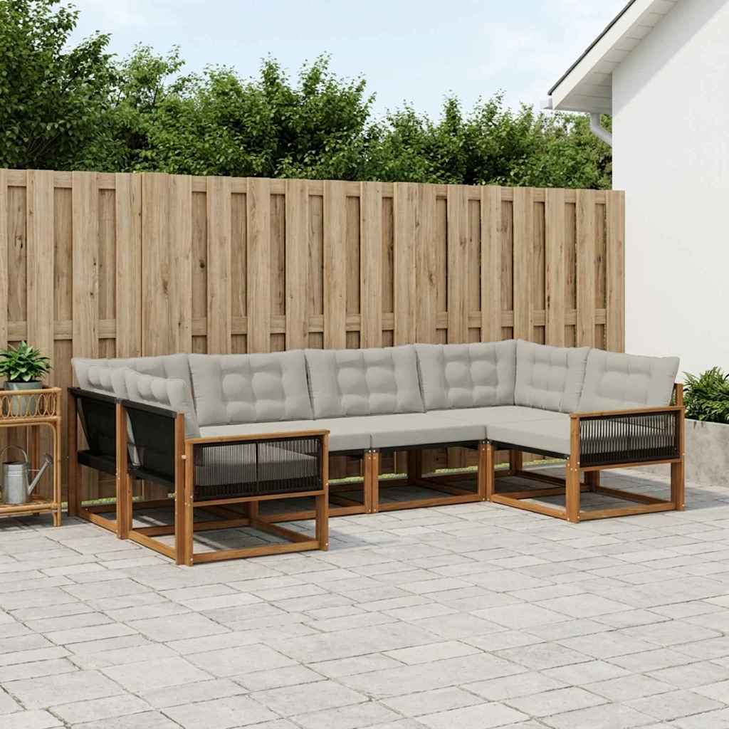 Buiten bankenset met kussen 6 pcs Naturel en lichtgrijs is nu te koop bij PeponiXL, paradijselijk wonen!