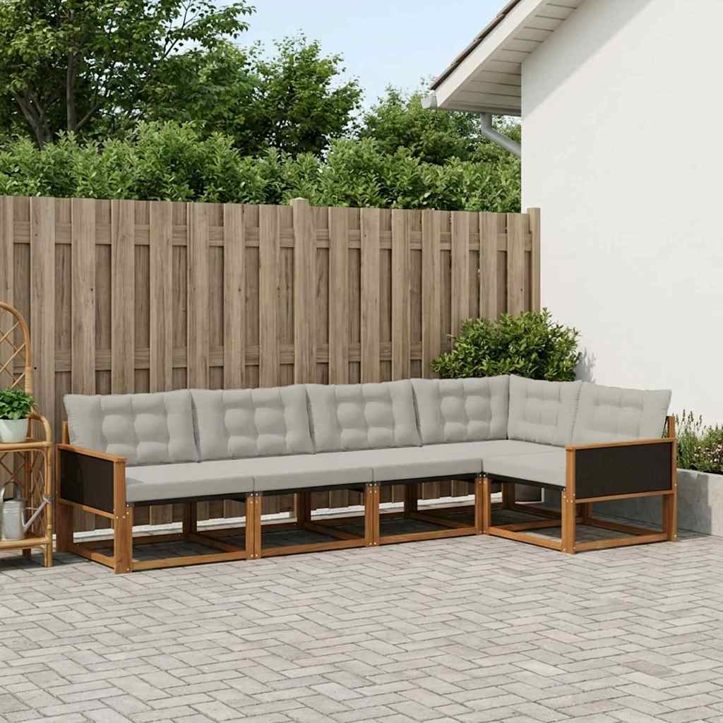Buiten bankenset met kussen 5 pcs Naturel en lichtgrijs is nu te koop bij PeponiXL, paradijselijk wonen!