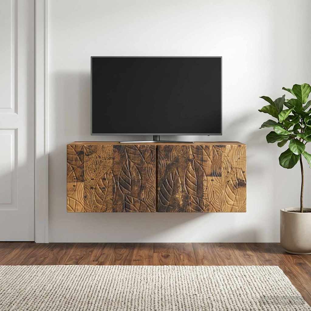 Wandbeugel TV-kast 98 x 31 cm Oud hout Bewerkt hout is nu te koop bij PeponiXL, paradijselijk wonen!