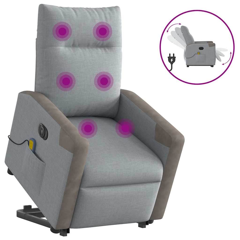 Sta-op-massagestoel elektrisch verstelbaar stof lichtgrijs is nu te koop bij PeponiXL, paradijselijk wonen!