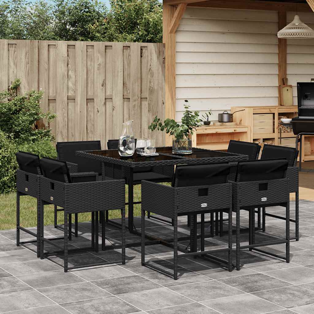 9-delige Tuinset poly rattan zwart is nu te koop bij PeponiXL, paradijselijk wonen!